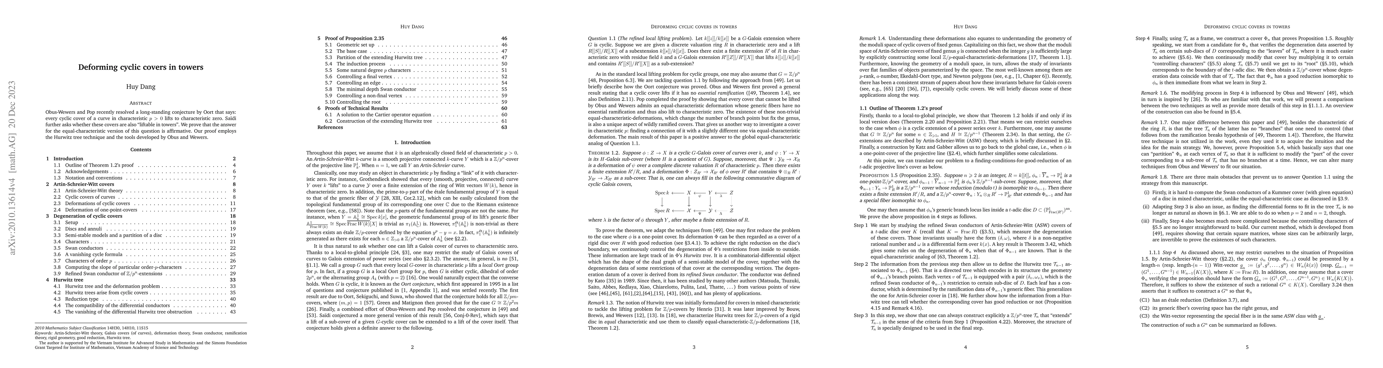 Thumbnail for Deforming cyclic covers in towers