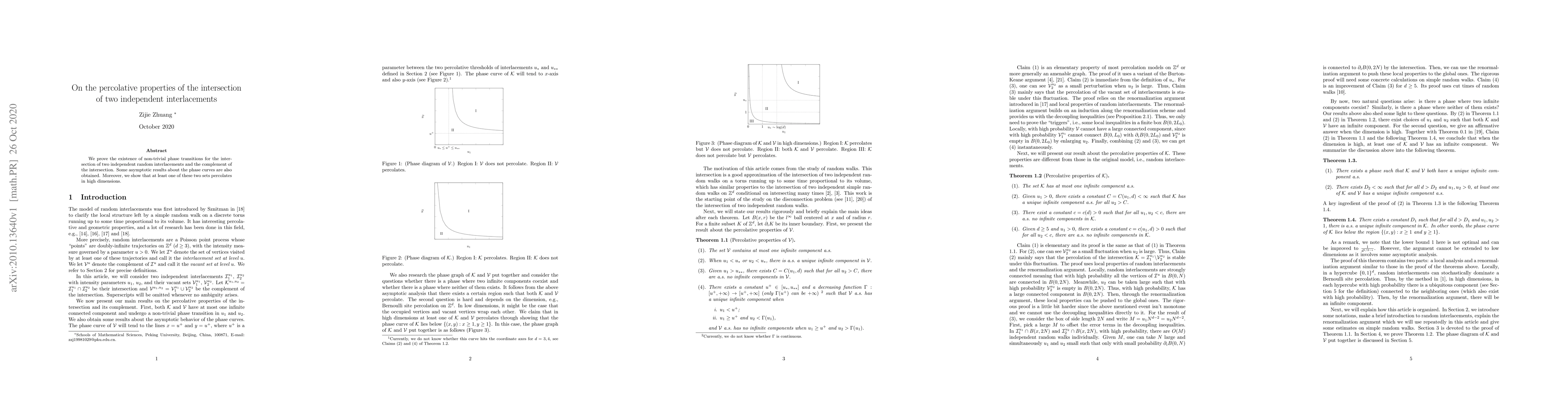 Thumbnail for On the percolative properties of the intersection of two independent
  interlacements