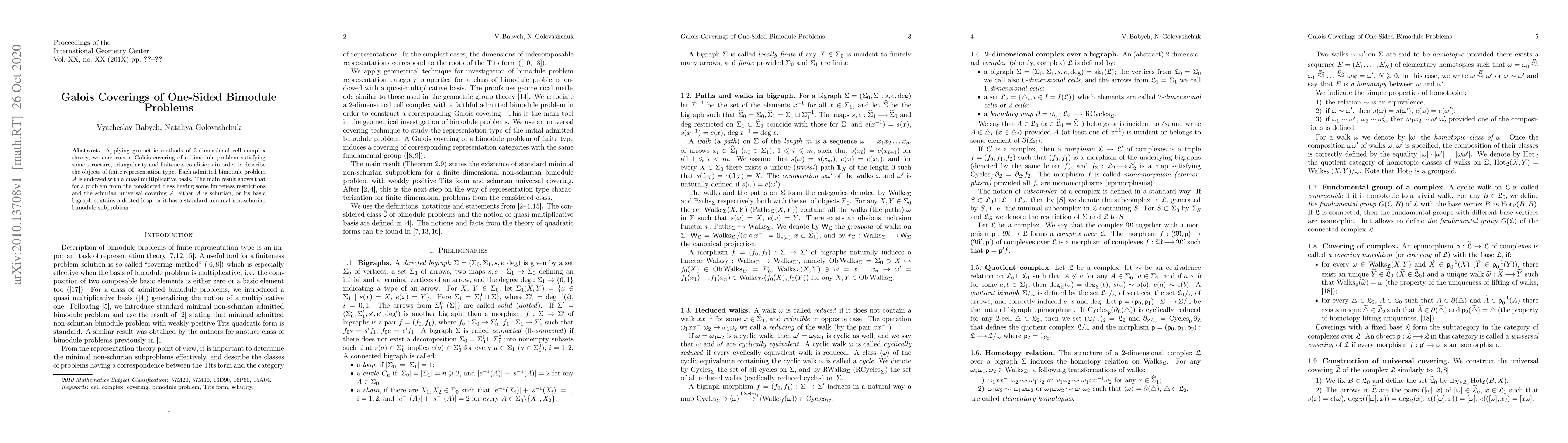 Thumbnail for Galois Coverings of One-Sided Bimodule Problems