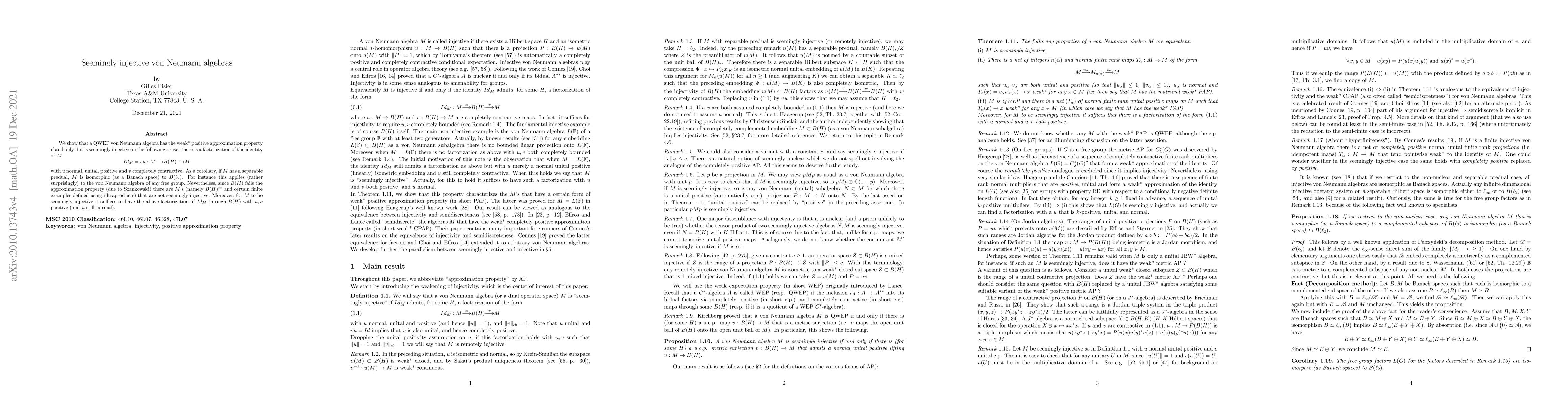 Thumbnail for Seemingly injective von Neumann algebras