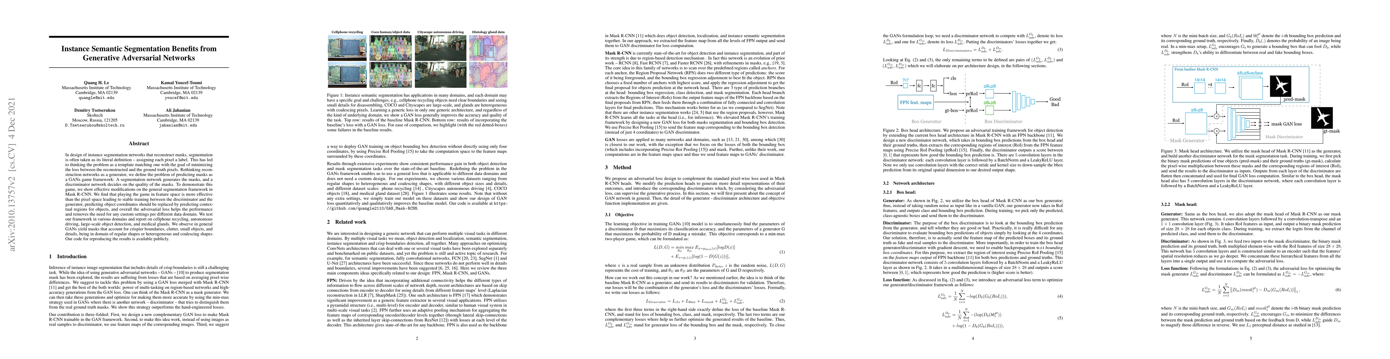 Thumbnail for Instance Semantic Segmentation Benefits from Generative Adversarial
  Networks