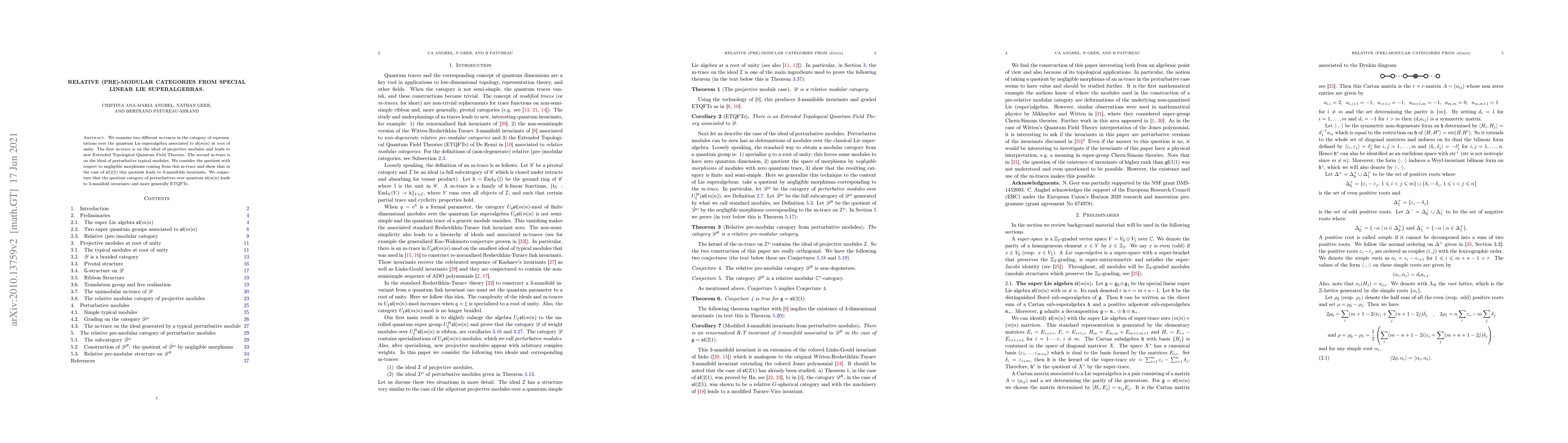 Thumbnail for Relative (pre)-modular categories from special linear Lie superalgebras