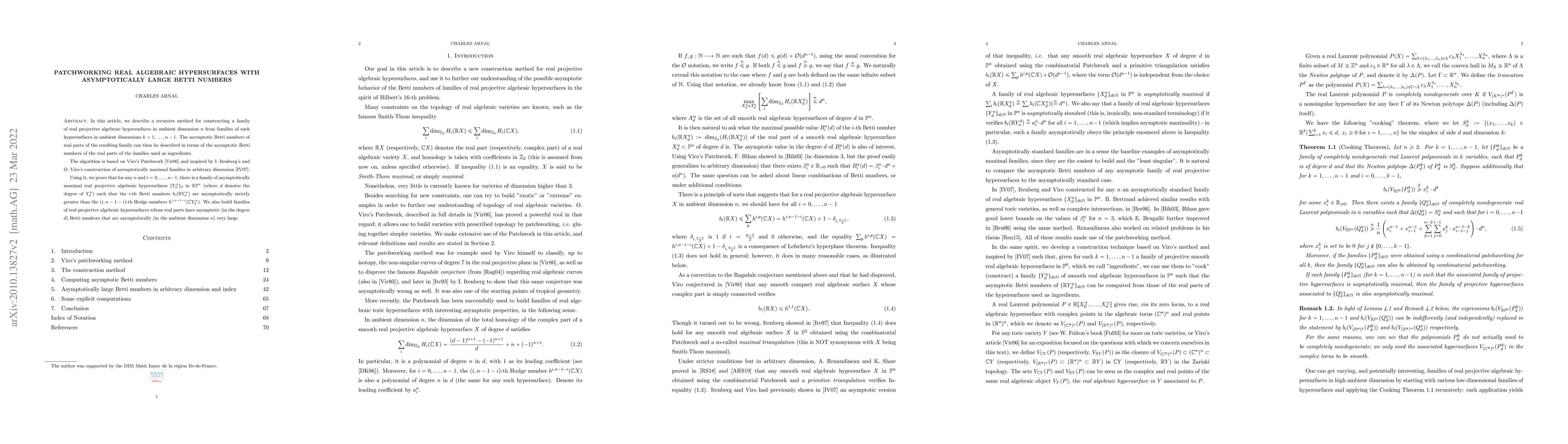 Thumbnail for Patchworking real algebraic hypersurfaces with asymptotically large
  Betti numbers