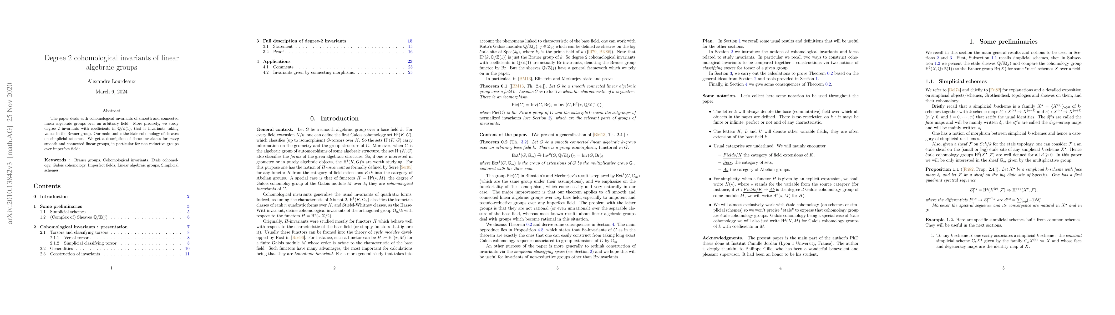 Thumbnail for Degree 2 cohomological invariants of linear algebraic groups