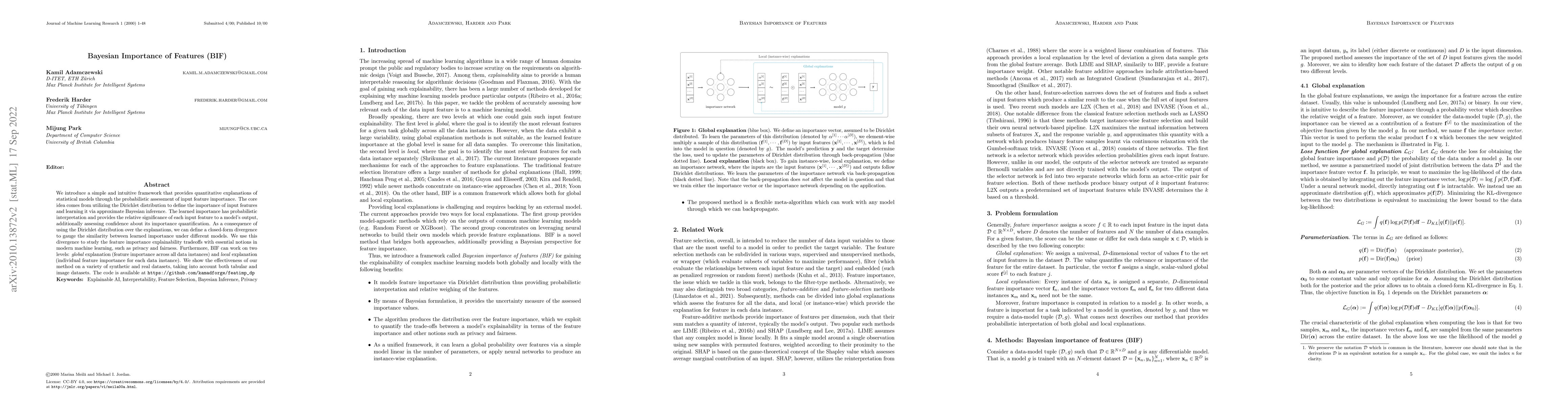 Thumbnail for Bayesian Importance of Features (BIF)