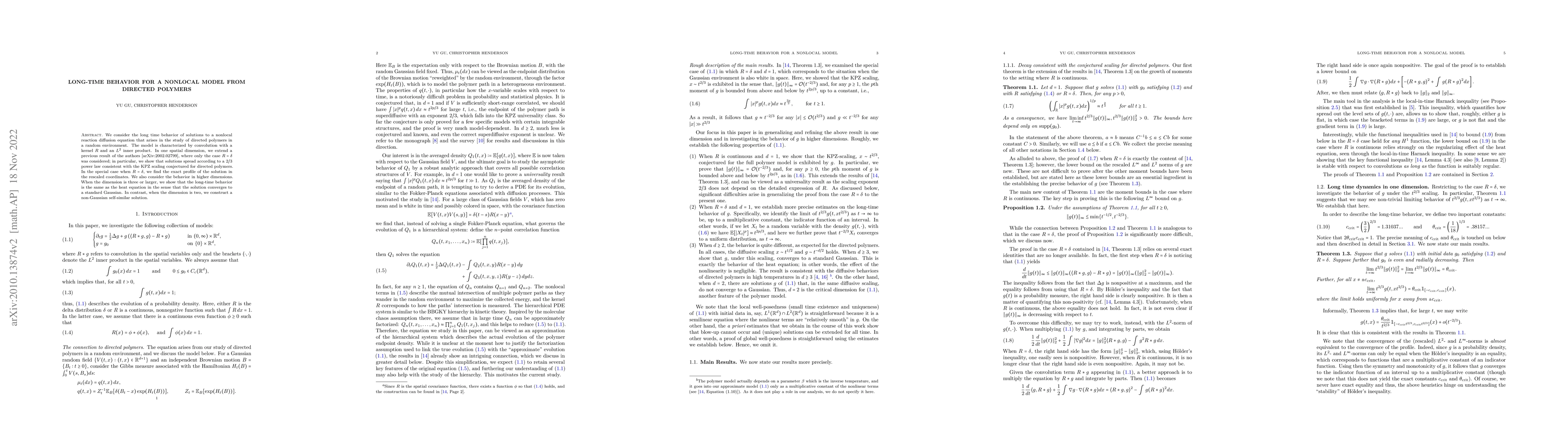 Thumbnail for Long-time behavior for a nonlocal model from directed polymers