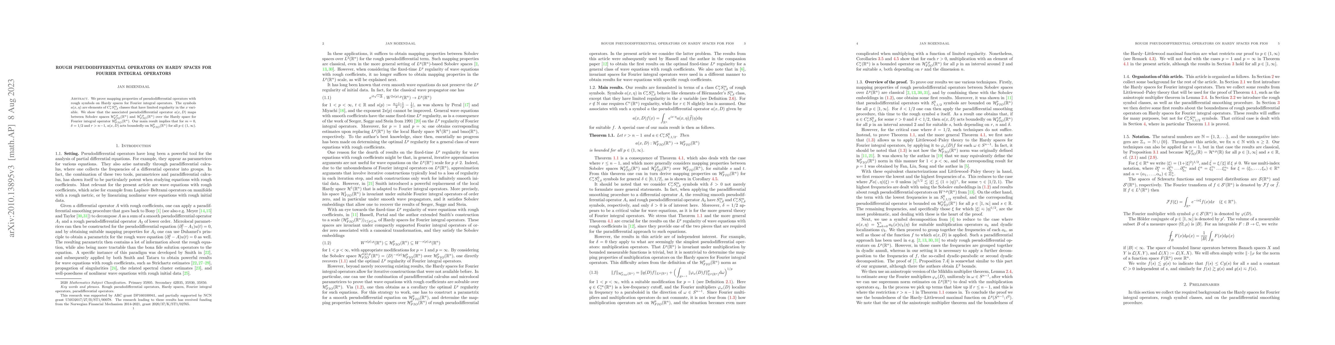 Thumbnail for Rough pseudodifferential operators on Hardy spaces for Fourier integral
  operators