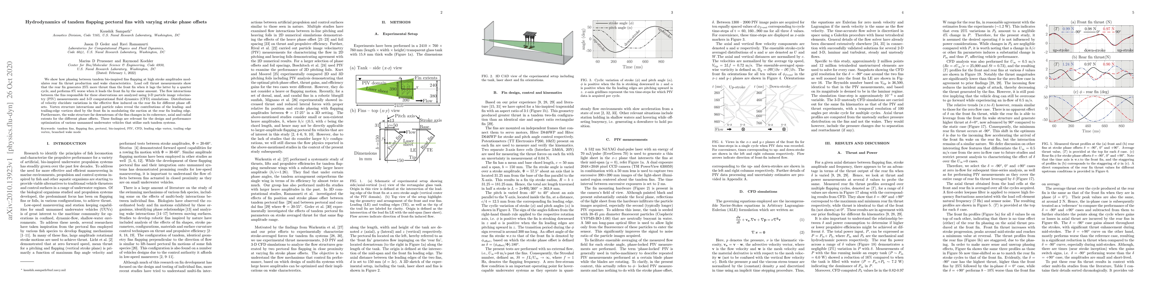 Thumbnail for Hydrodynamics of tandem flapping pectoral fins with varying stroke phase
  offsets