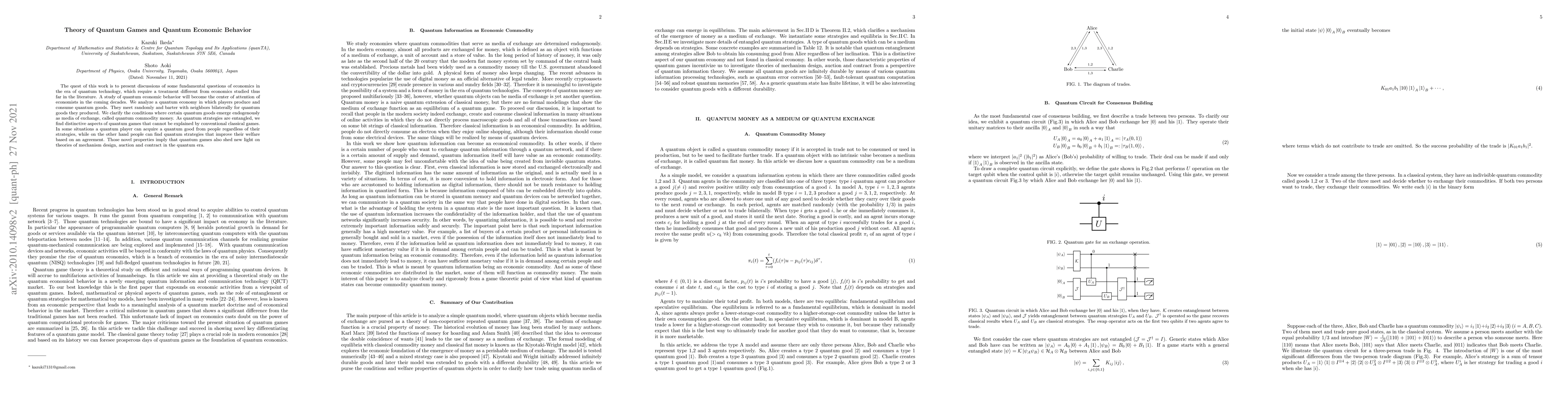 Thumbnail for Theory of Quantum Games and Quantum Economic Behavior