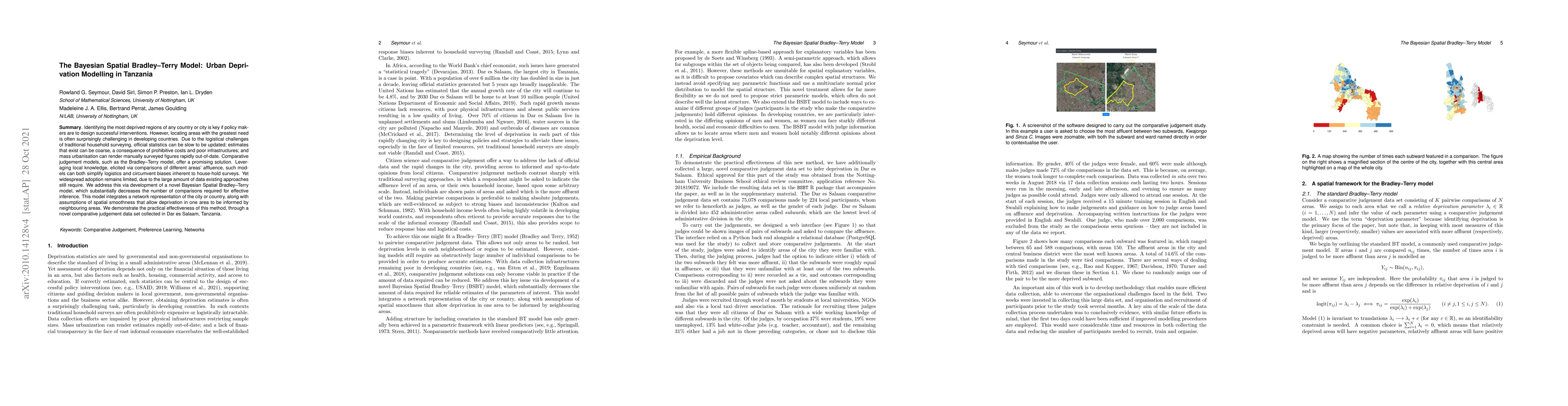 Thumbnail for The Bayesian Spatial Bradley--Terry Model: Urban Deprivation Modeling in
  Tanzania