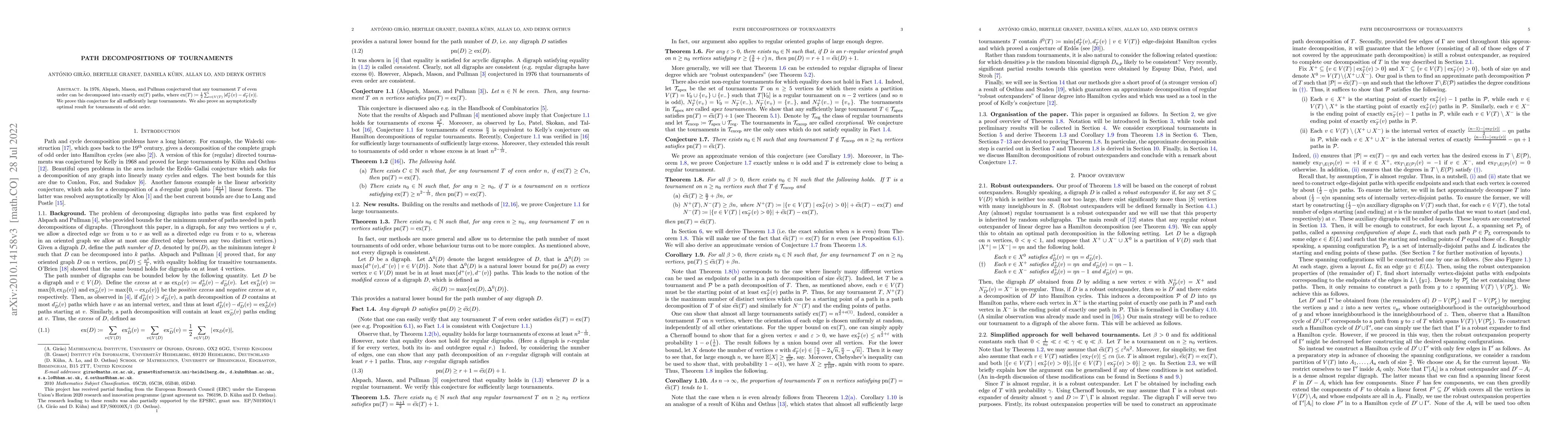 Thumbnail for Path decompositions of tournaments
