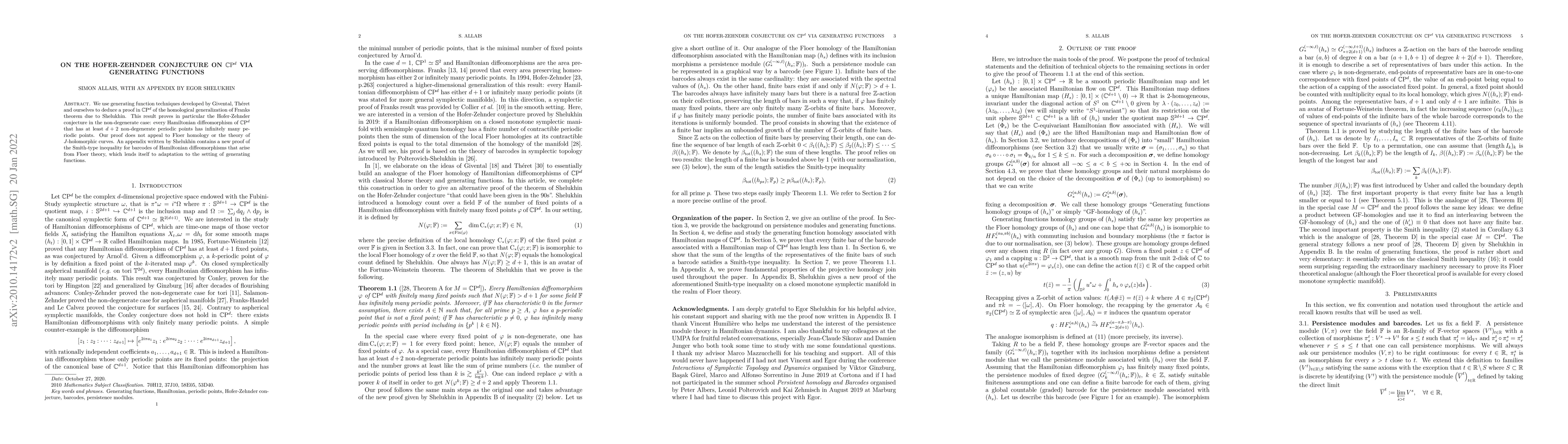 Thumbnail for On the Hofer-Zehnder conjecture on $\mathbb{C}\text{P}^d$ via generating
  functions (with an appendix by Egor Shelukhin)