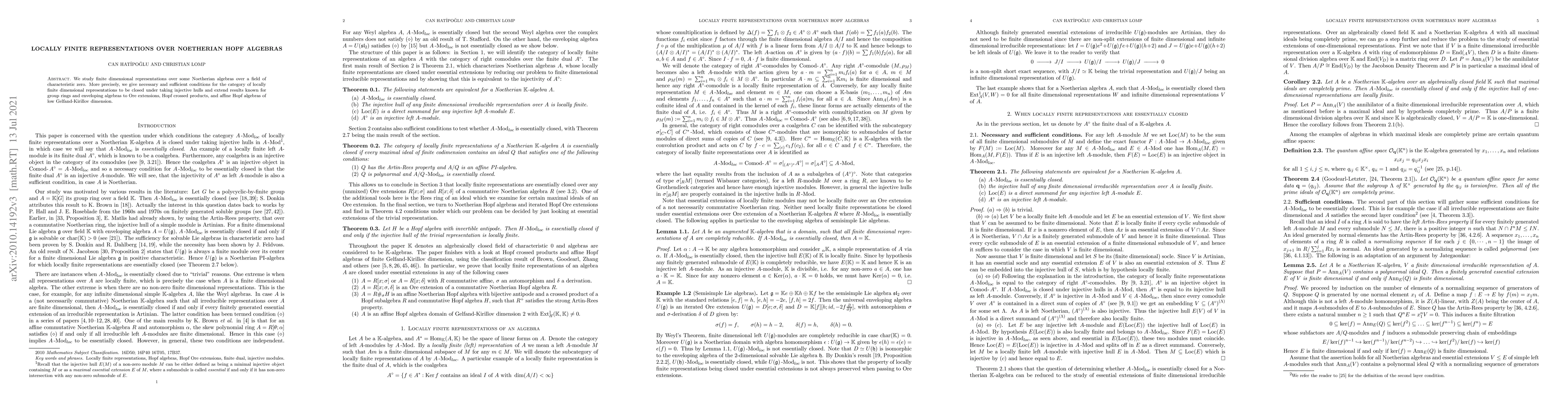 Thumbnail for Locally Finite Representations Over Noetherian Hopf algebras