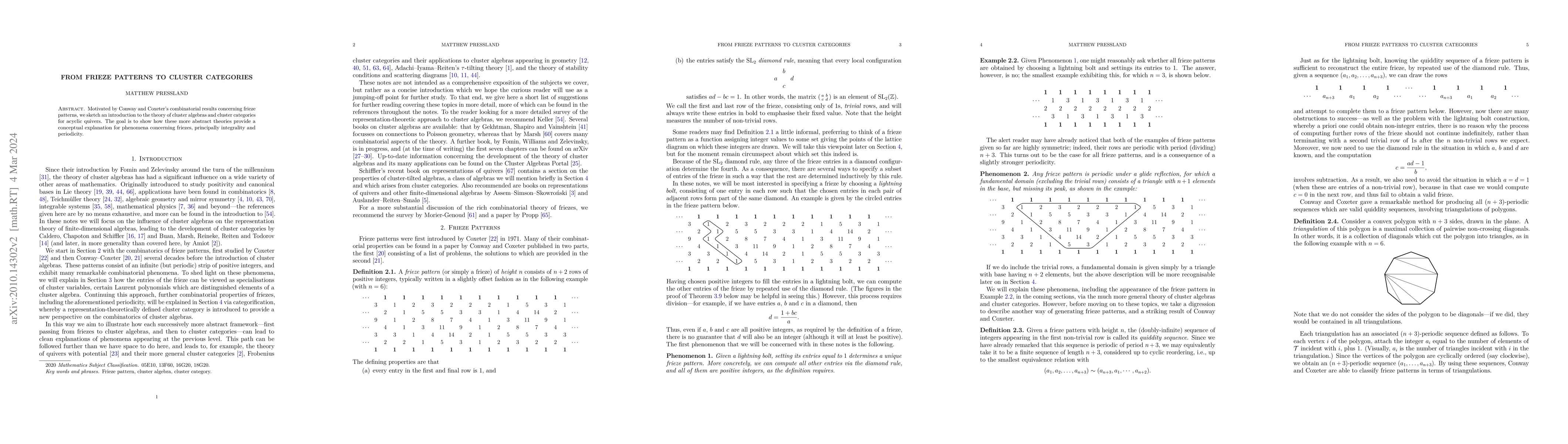 Thumbnail for From frieze patterns to cluster categories