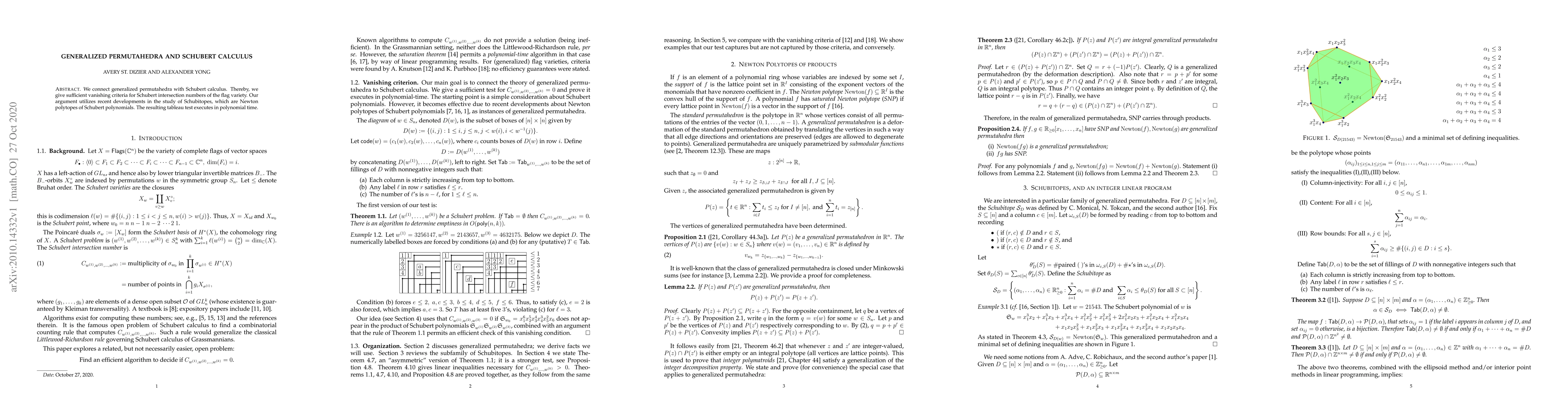 Thumbnail for Generalized permutahedra and Schubert calculus