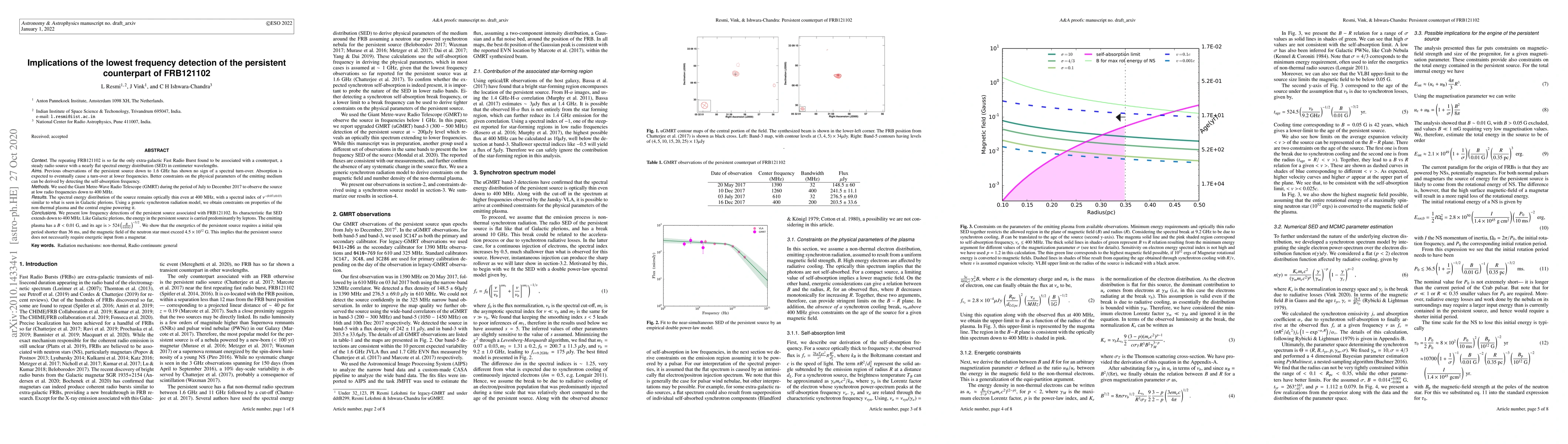 Thumbnail for Implications of the lowest frequency detection of the persistent
  counterpart of FRB121102