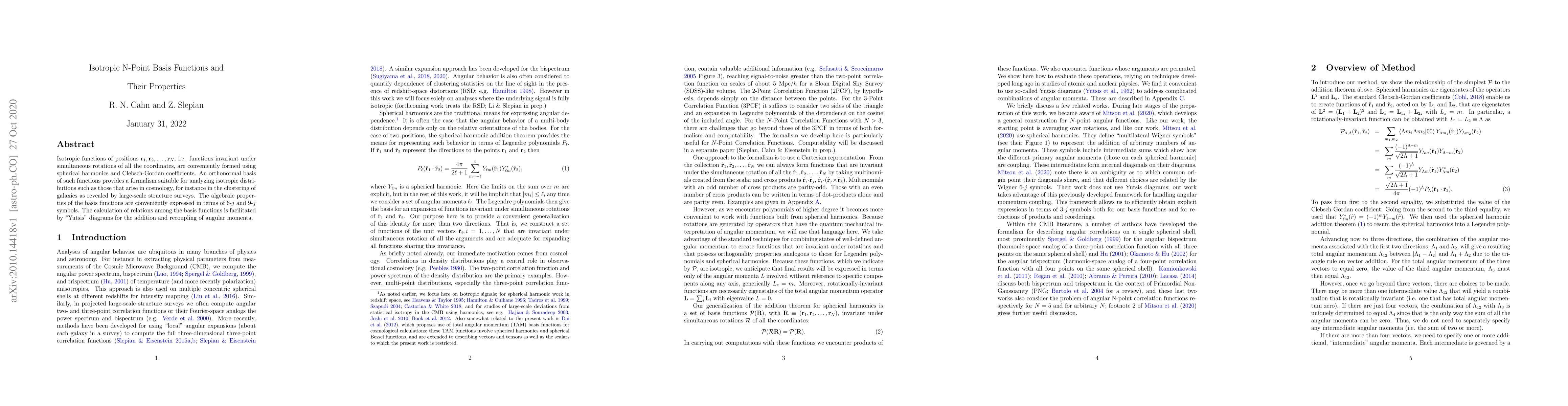 Thumbnail for Isotropic N-Point Basis Functions and Their Properties