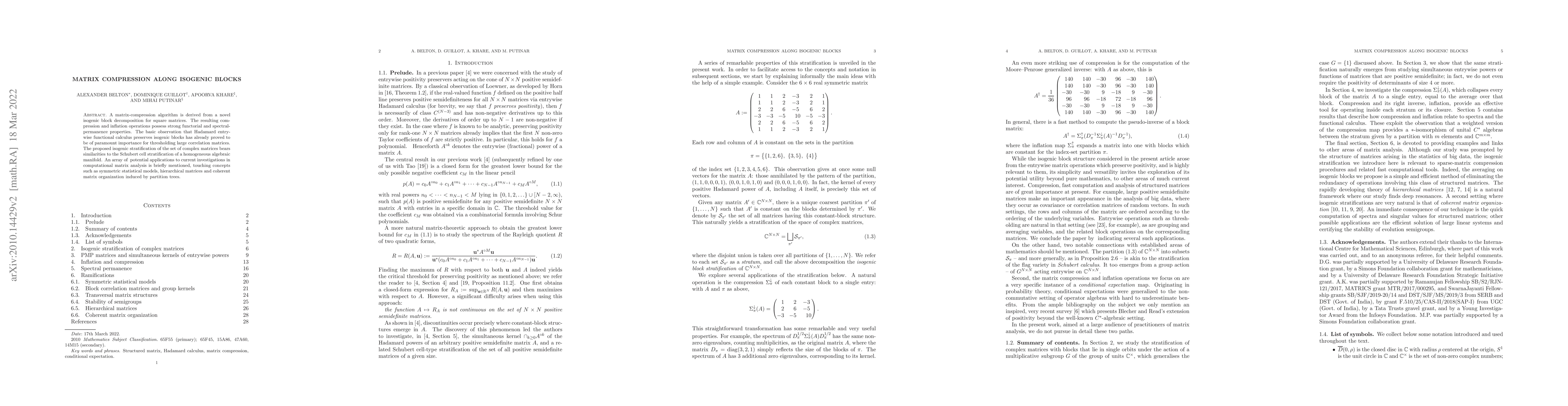 Thumbnail for Matrix compression along isogenic blocks