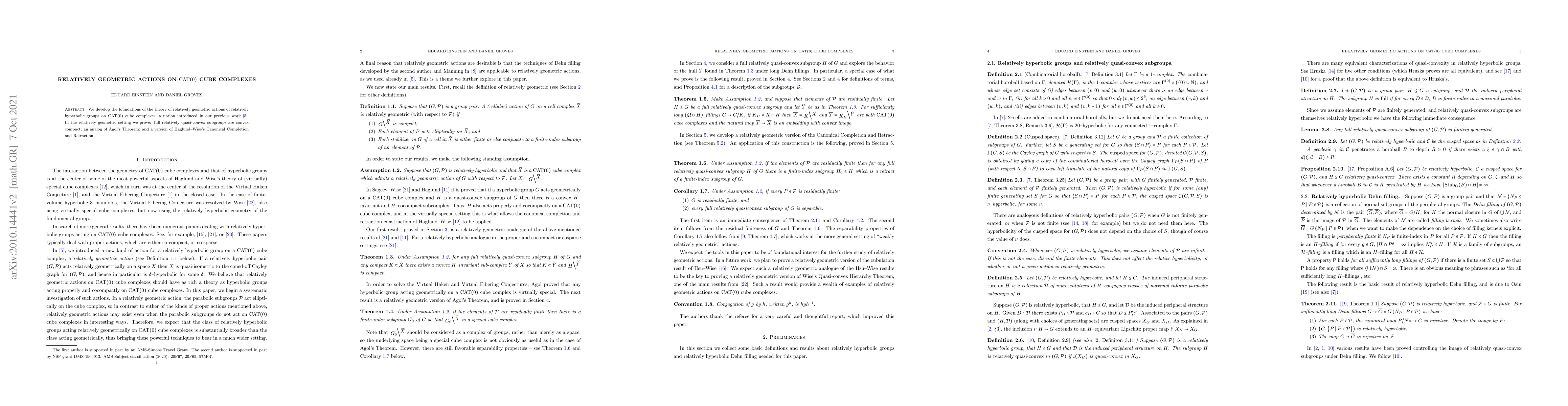 Thumbnail for Relatively geometric actions on CAT(0) cube complexes