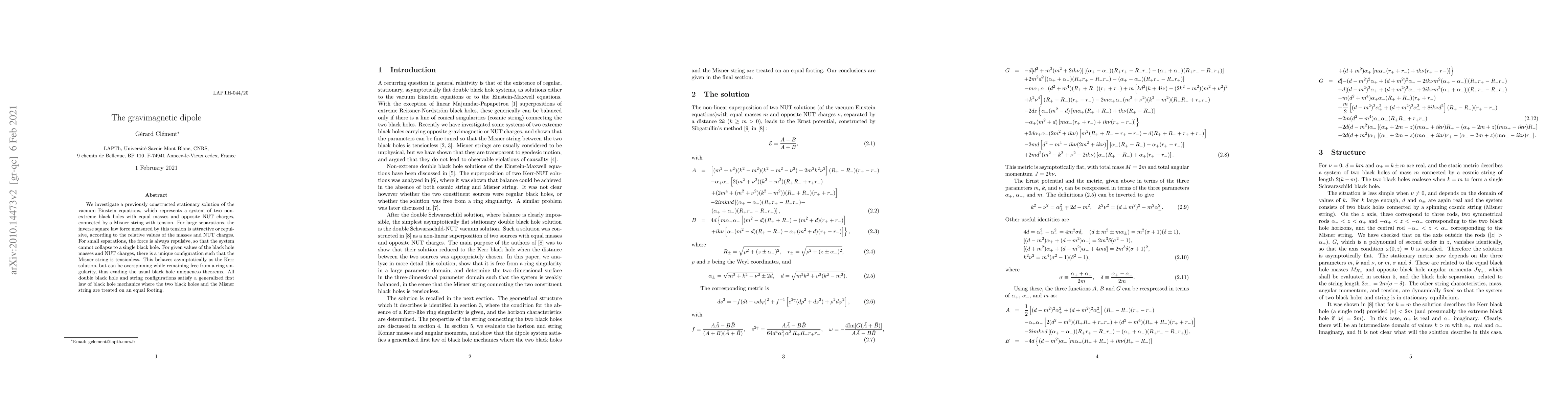 Thumbnail for The gravimagnetic dipole