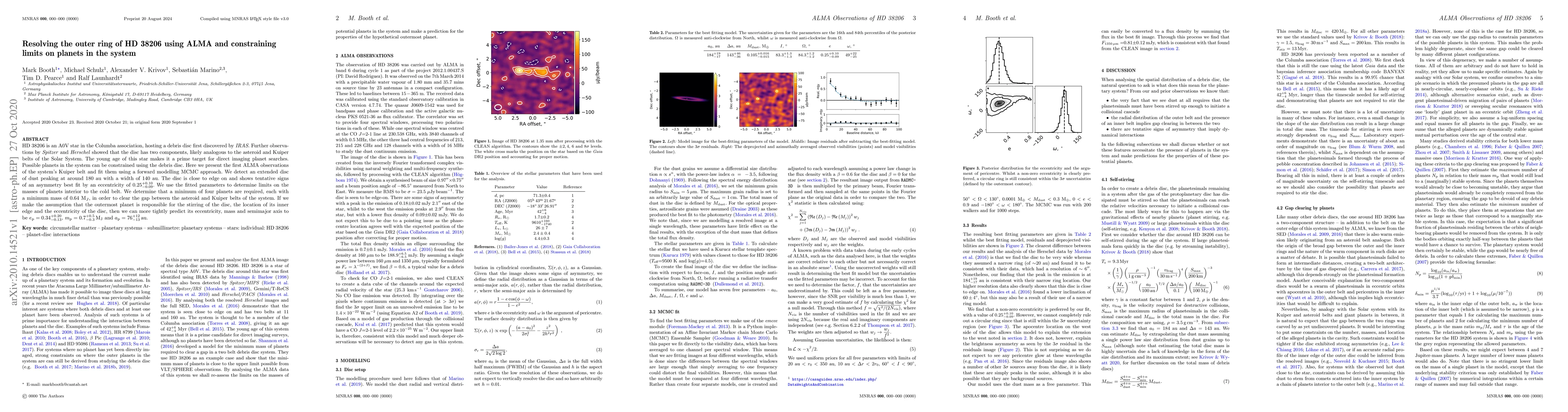 Thumbnail for Resolving the outer ring of HD 38206 using ALMA and constraining limits
  on planets in the system