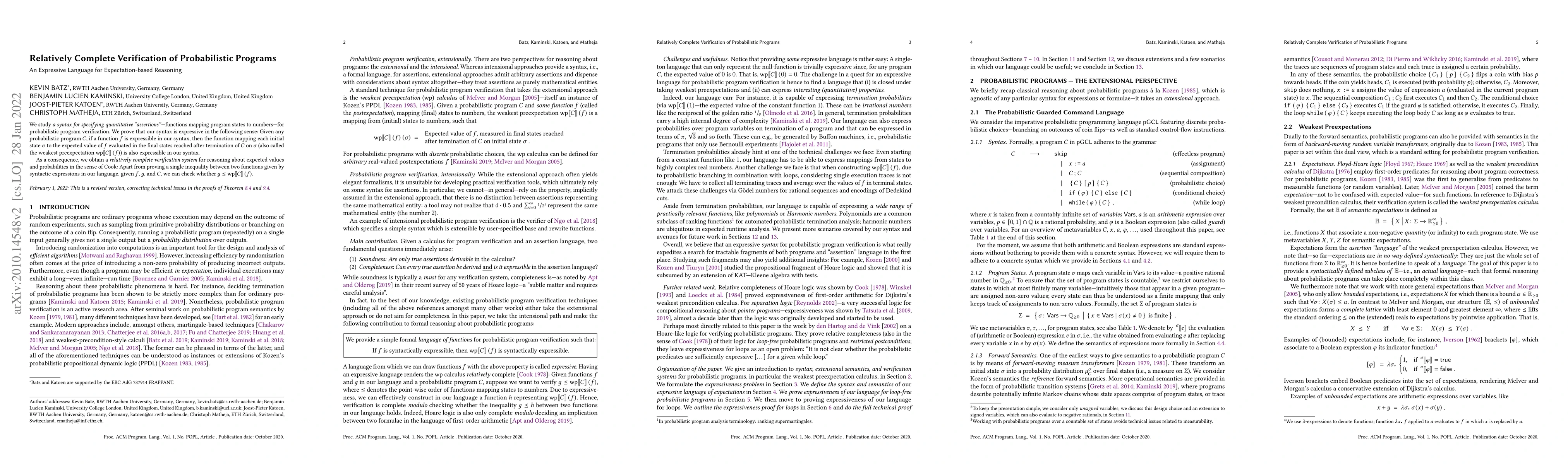 Thumbnail for Relatively Complete Verification of Probabilistic Programs