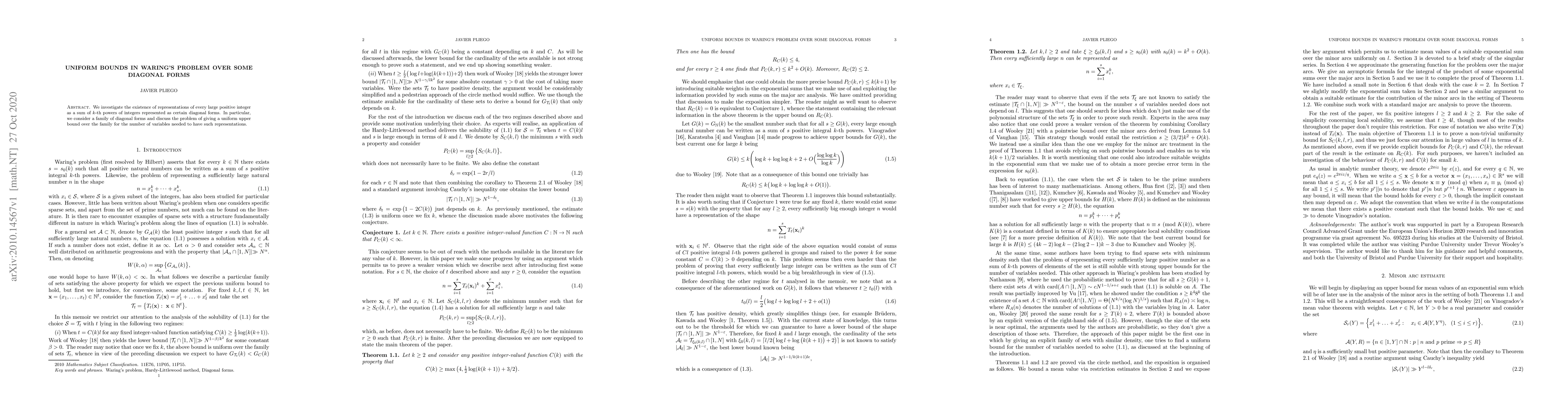 Thumbnail for Uniform bounds in Waring's problem over some diagonal forms