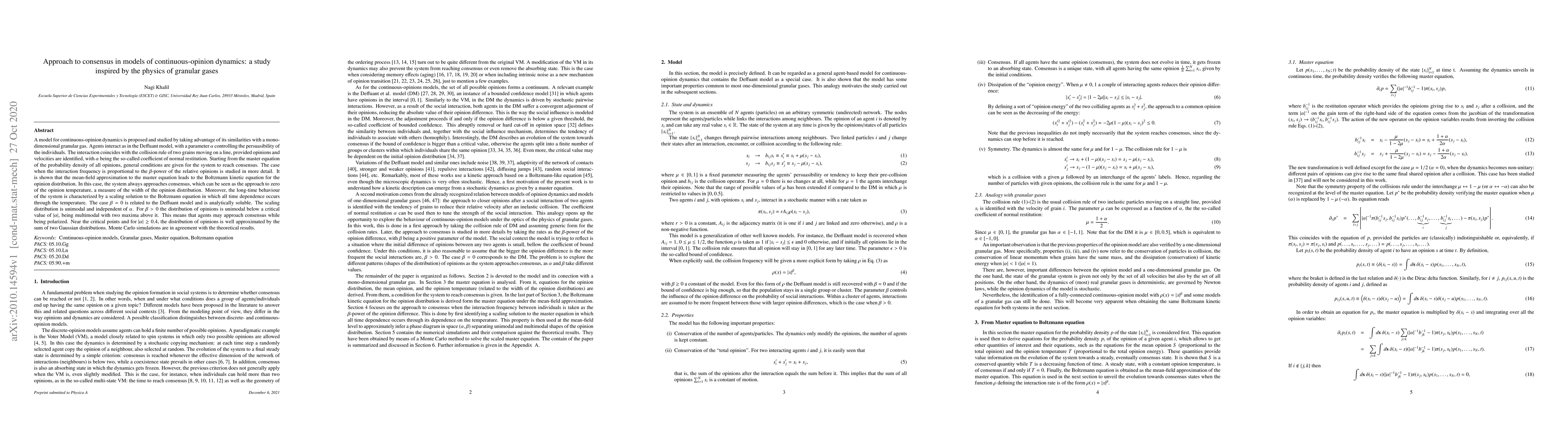 Thumbnail for Approach to consensus in models of continuous-opinion dynamics: a study
  inspired by the physics of granular gases