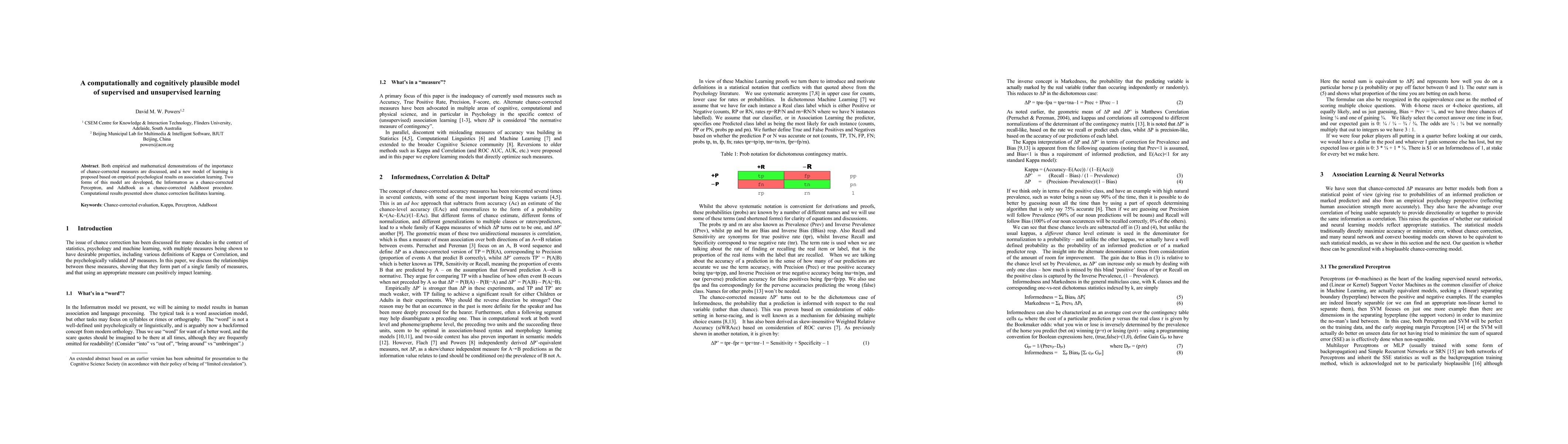 Thumbnail for A computationally and cognitively plausible model of supervised and
  unsupervised learning