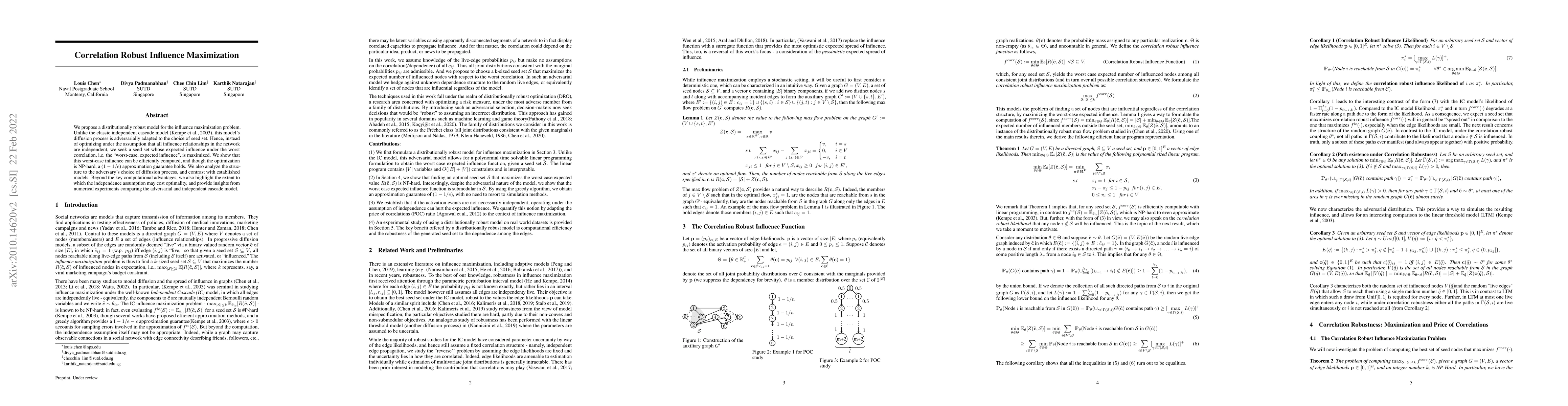 Thumbnail for Correlation Robust Influence Maximization