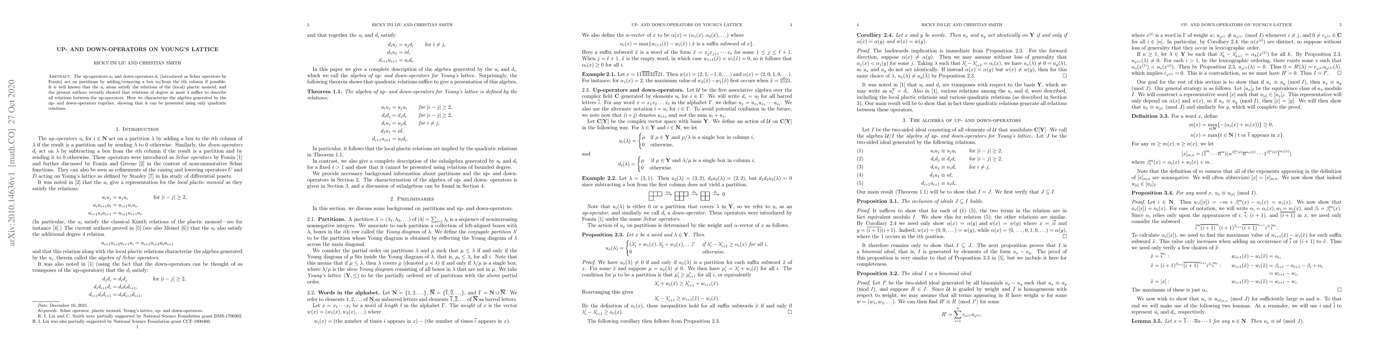 Thumbnail for Up- and Down-Operators on Young's Lattice