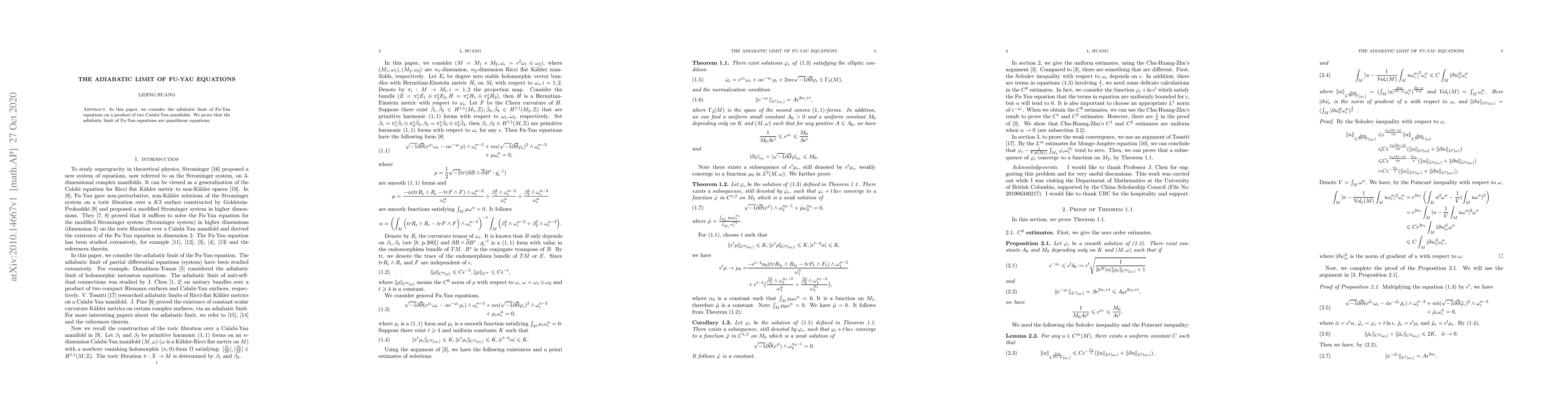 Thumbnail for The adiabatic limit of Fu-Yau equations