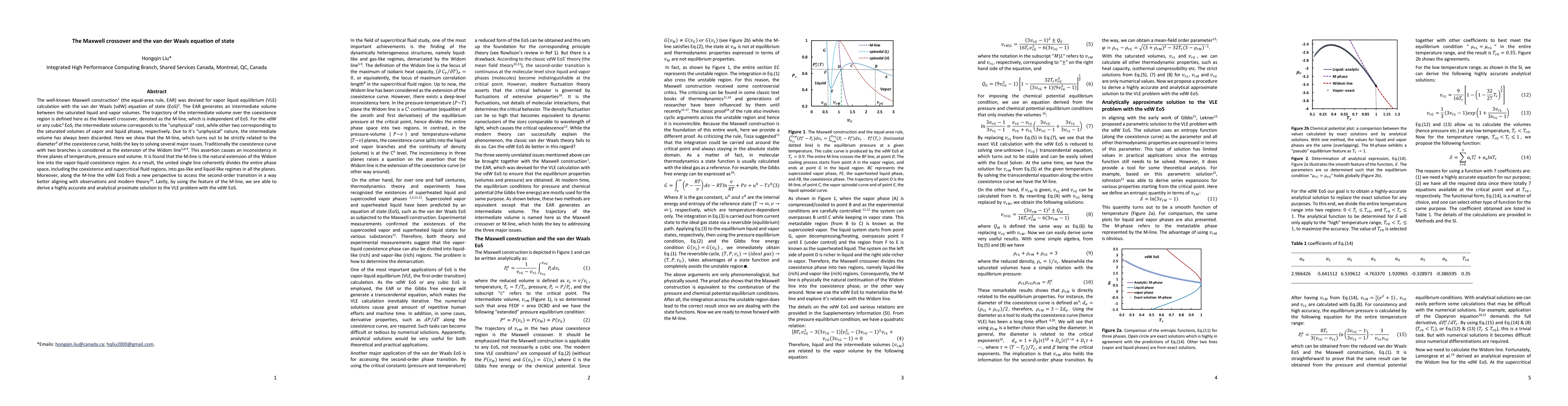 Thumbnail for The Maxwell crossover and the van der Waals equation of state