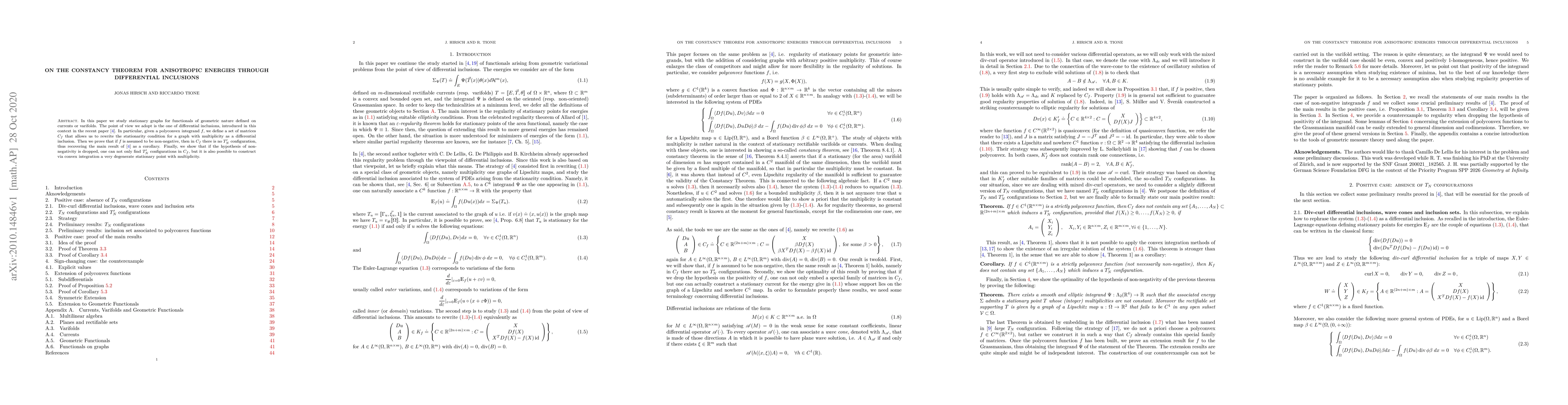 Thumbnail for On the constancy theorem for anisotropic energies through differential
  inclusions