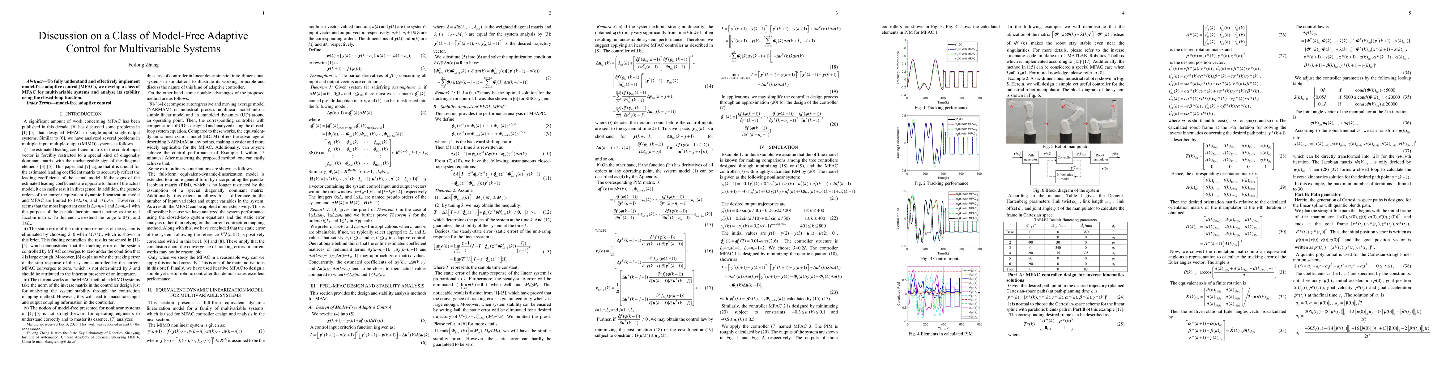Thumbnail for Discussion on a Class of Model-Free Adaptive Control for Multivariable
  Systems