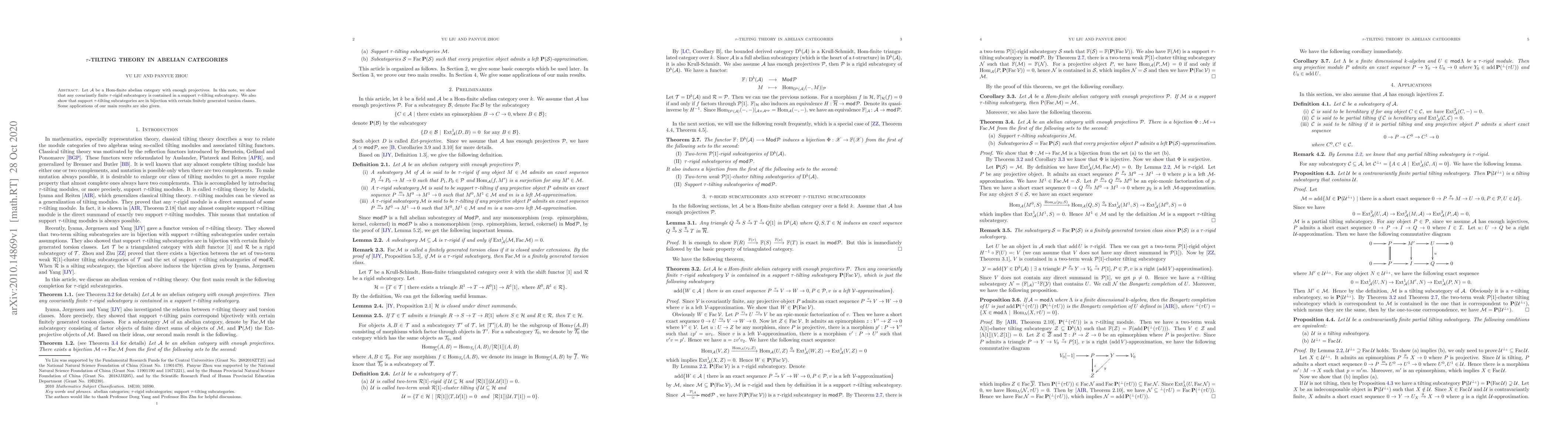 Thumbnail for $\tau$-tilting theory in abelian categories