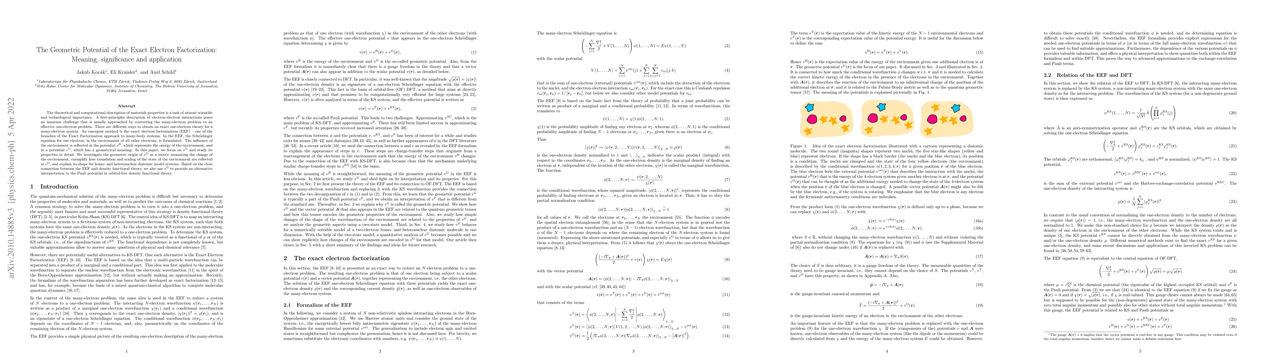 Thumbnail for The Geometric Potential of the Exact Electron Factorization: Meaning,
  significance and application