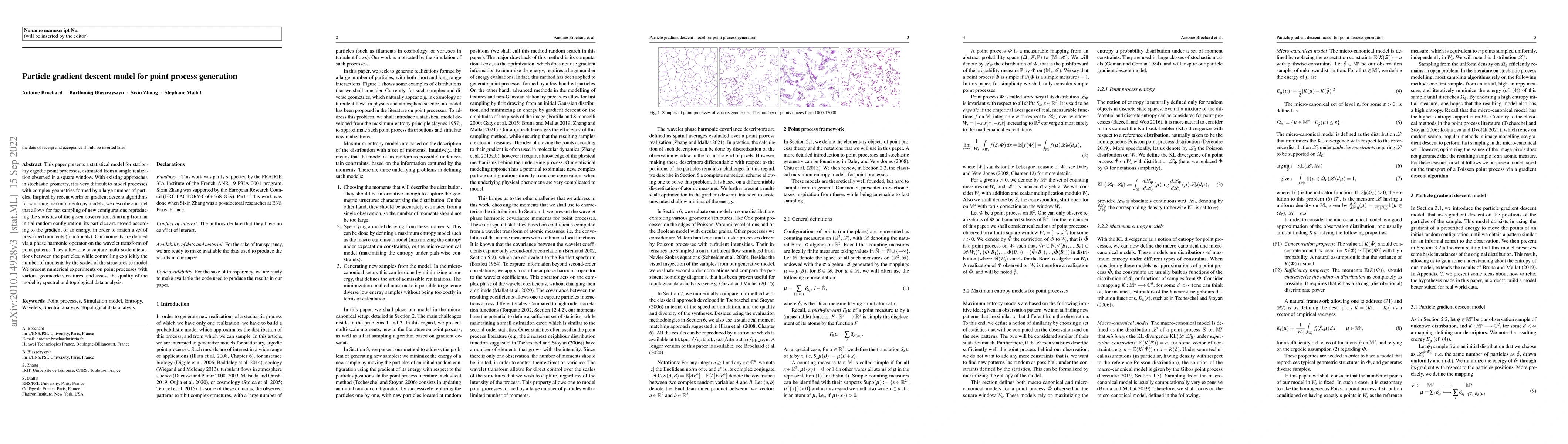 Thumbnail for Particle gradient descent model for point process generation