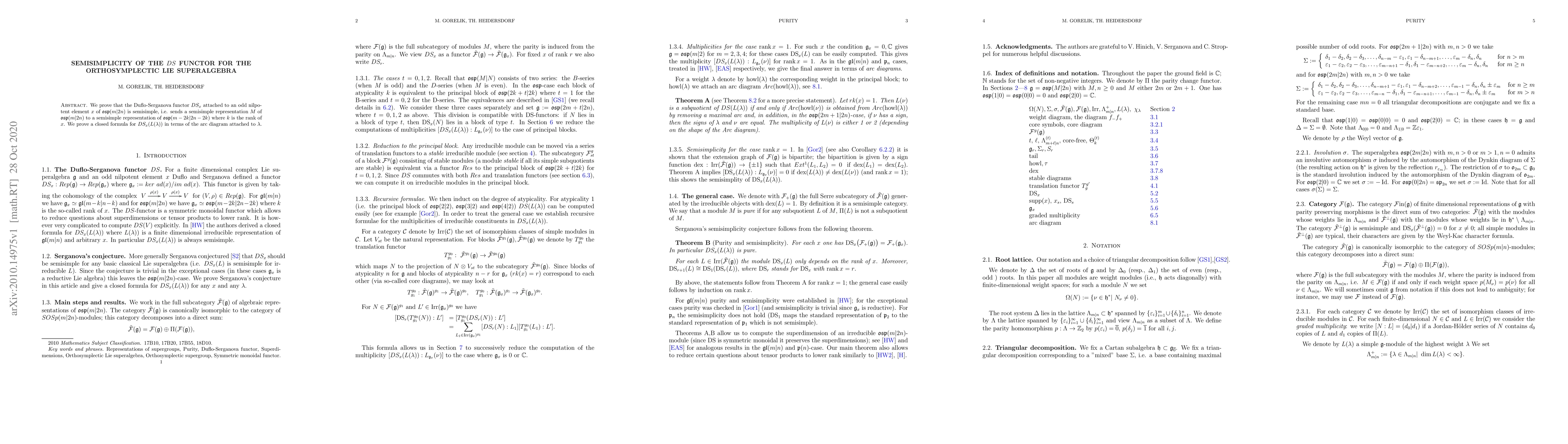 Thumbnail for Semisimplicity of the $DS$ functor for the orthosymplectic Lie
  superalgebra