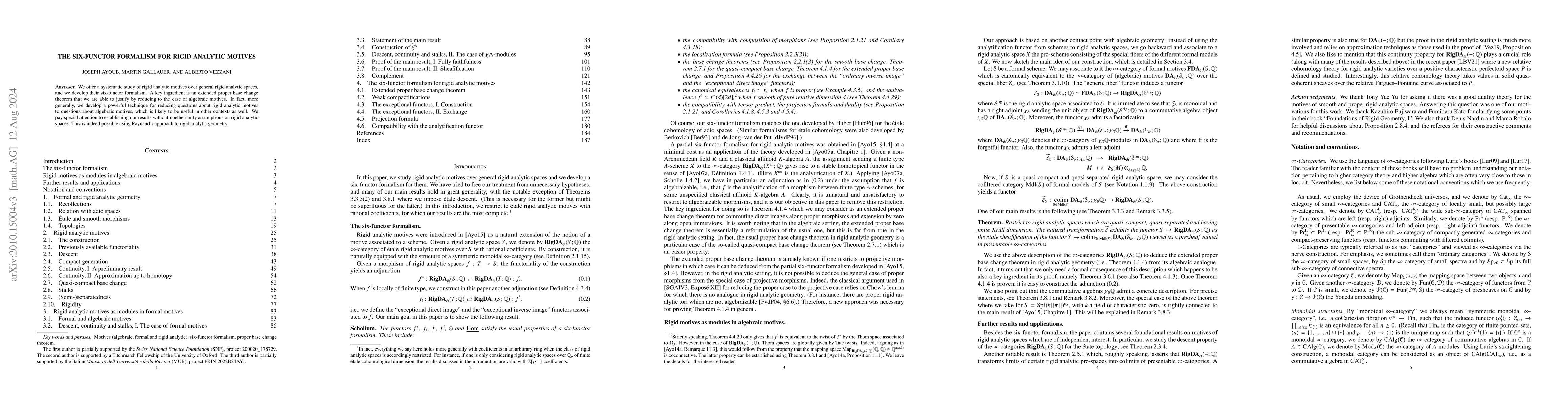Thumbnail for The six-functor formalism for rigid analytic motives