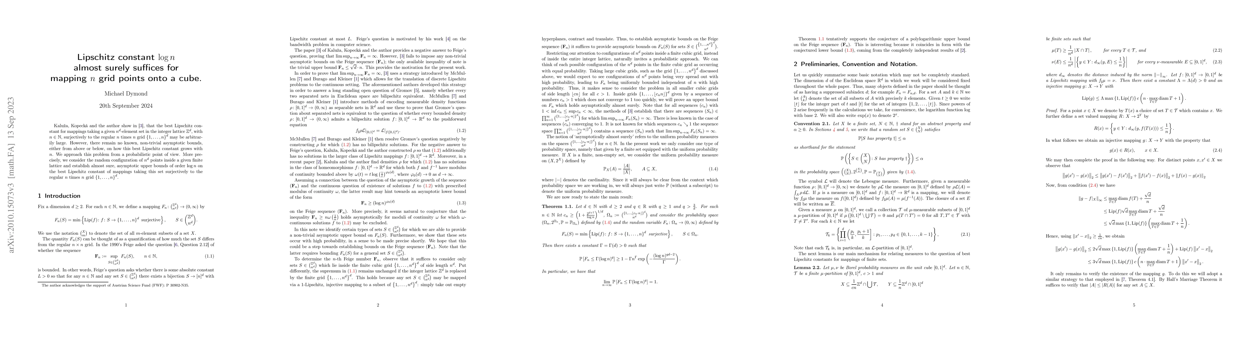 Thumbnail for Lipschitz constant $\log{n}$ almost surely suffices for mapping $n$ grid
  points onto a cube