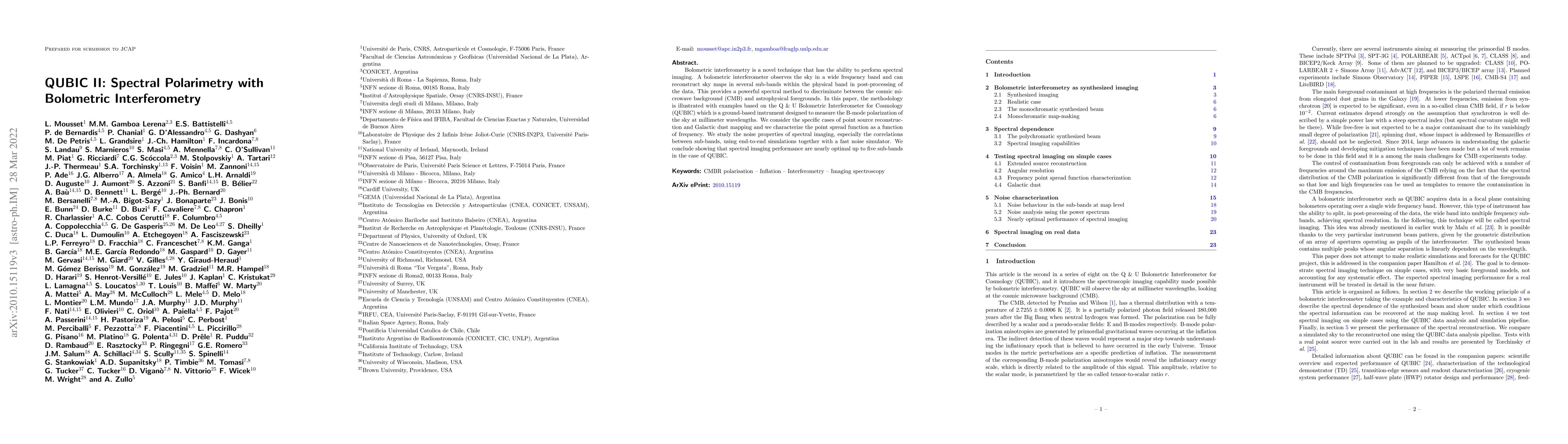 Thumbnail for QUBIC II: Spectro-Polarimetry with Bolometric Interferometry