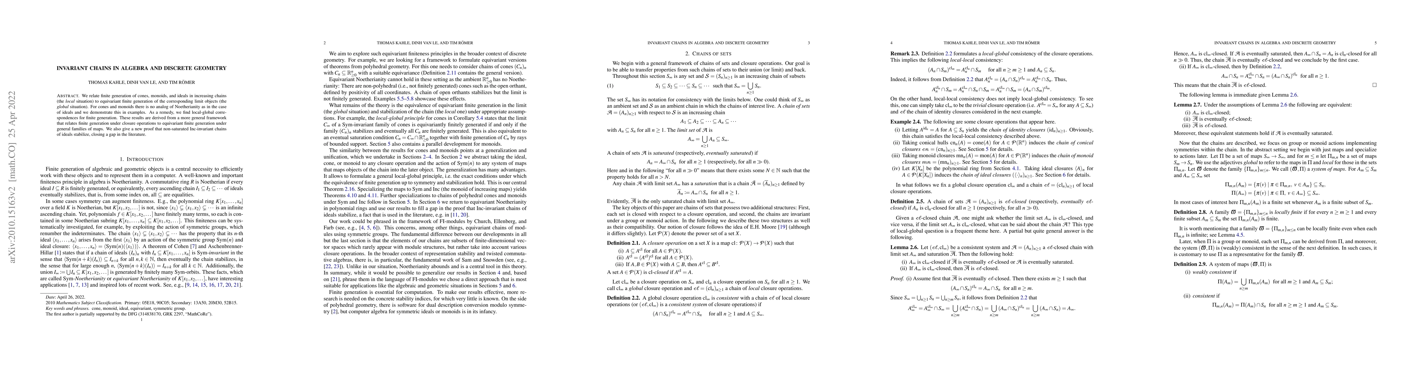 Thumbnail for Invariant chains in algebra and discrete geometry