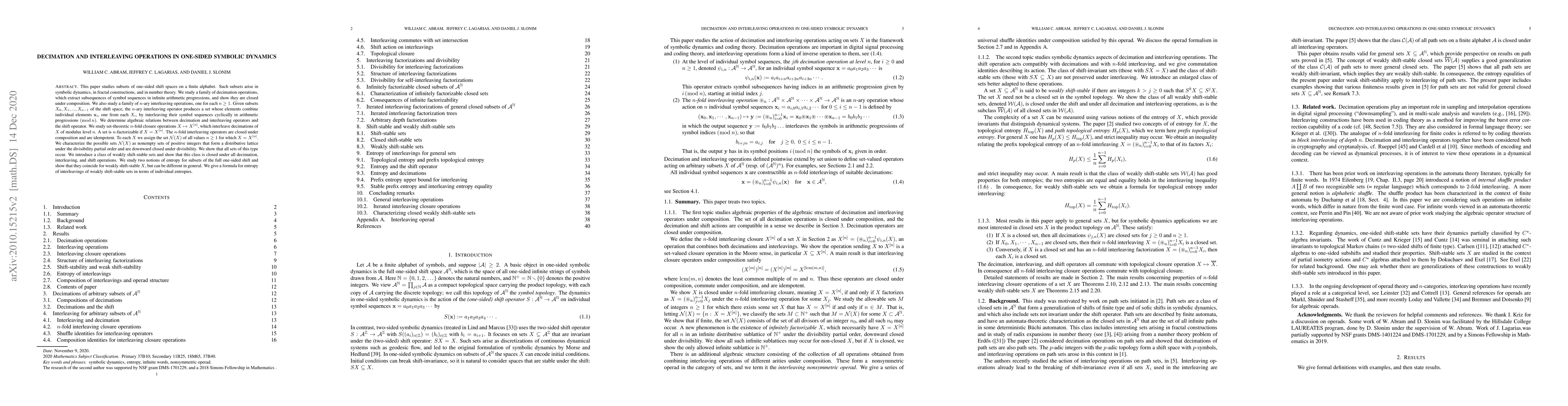 Thumbnail for Decimation and Interleaving Operations in One-Sided Symbolic Dynamics