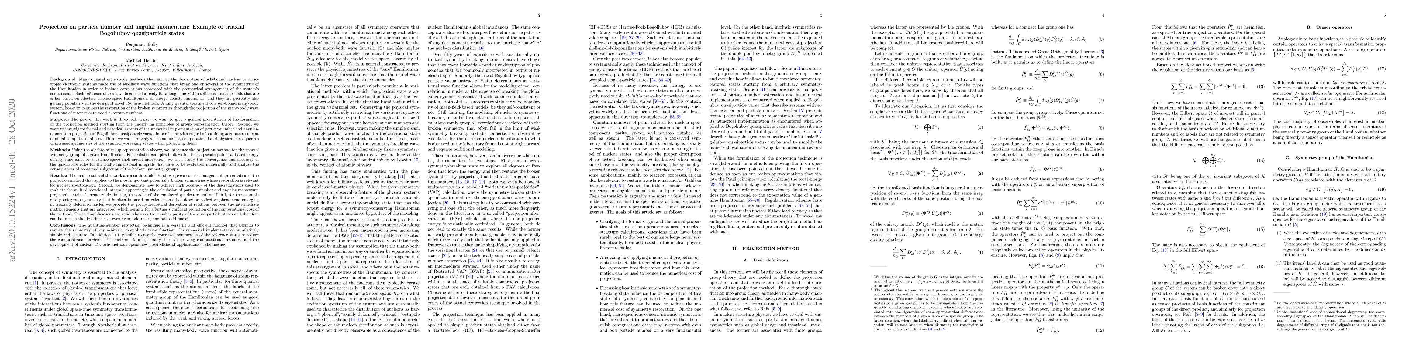 Thumbnail for Projection on particle number and angular momentum: Example of triaxial
  Bogoliubov quasiparticle states