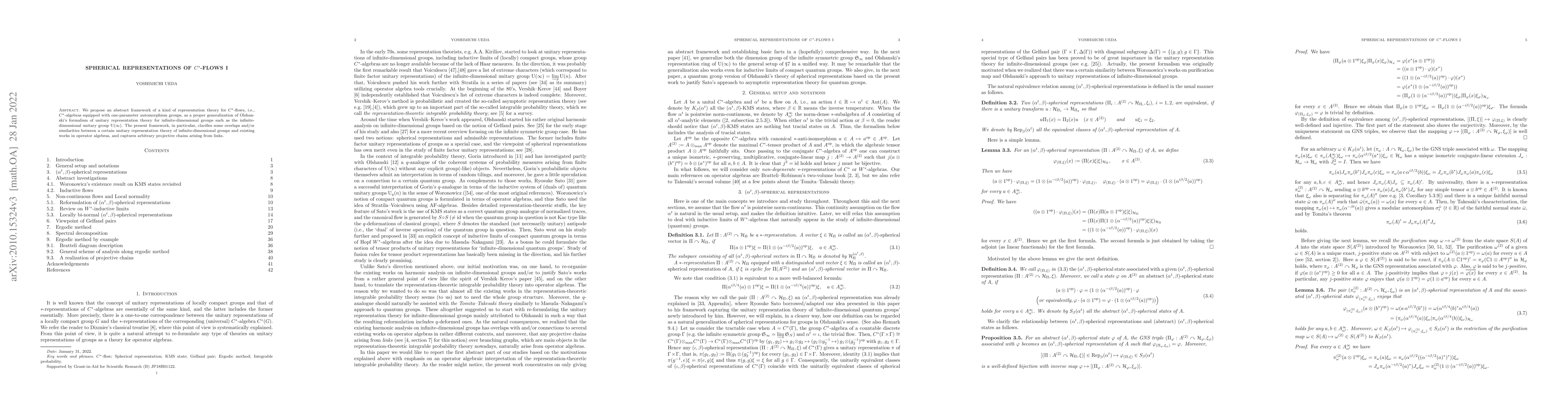 Thumbnail for Spherical representations of $C^*$-flows I