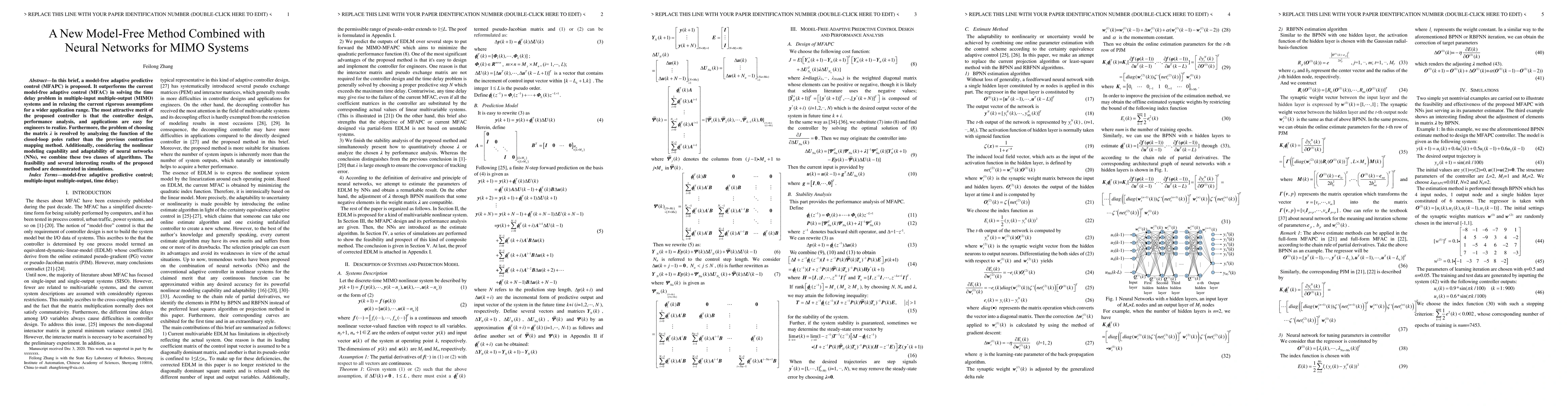 Thumbnail for A New Model-Free Method Combined with Neural Networks for MIMO Systems