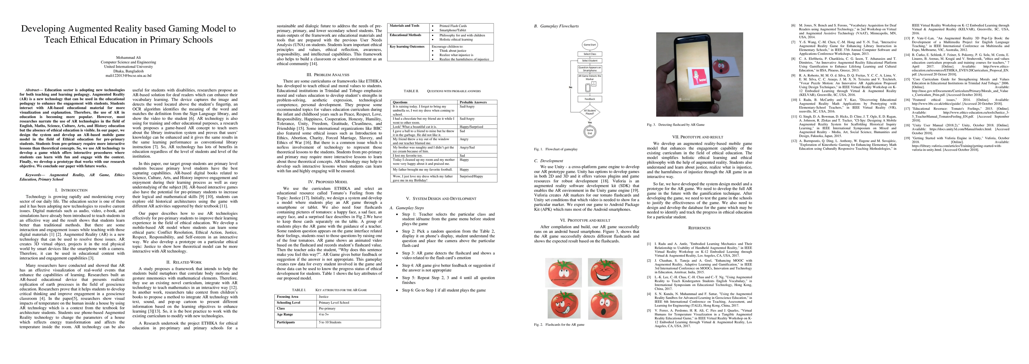 Thumbnail for Developing Augmented Reality based Gaming Model to Teach Ethical
  Education in Primary Schools