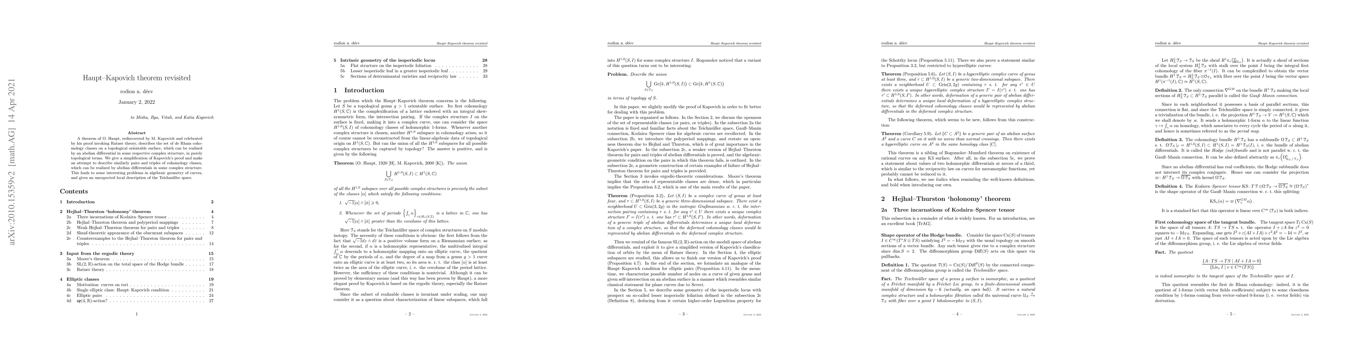 Thumbnail for Haupt--Kapovich theorem revisited