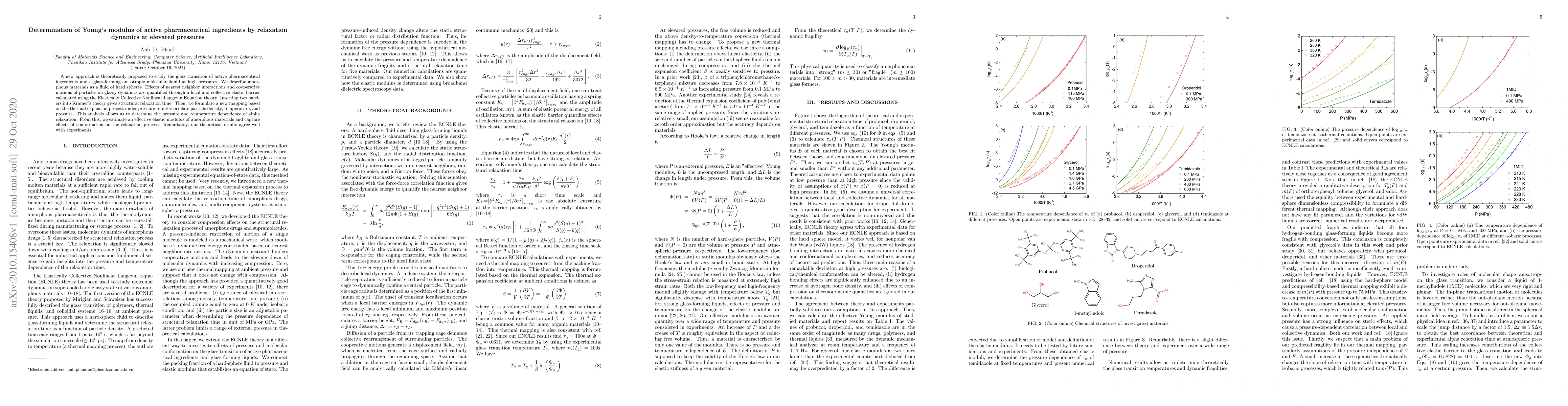 Thumbnail for Determination of Young's modulus of active pharmaceutical ingredients by
  relaxation dynamics at elevated pressures